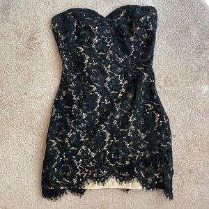 Black lace strapless dress